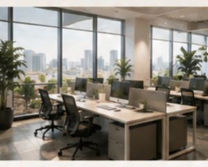 desain kantor, produktivitas karyawan, desain ruang kerja, lingkungan kerja, kantor produktif, tata ruang kantor